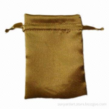 Gold Satin Drawstring Bag, Measures 10 x 15cm